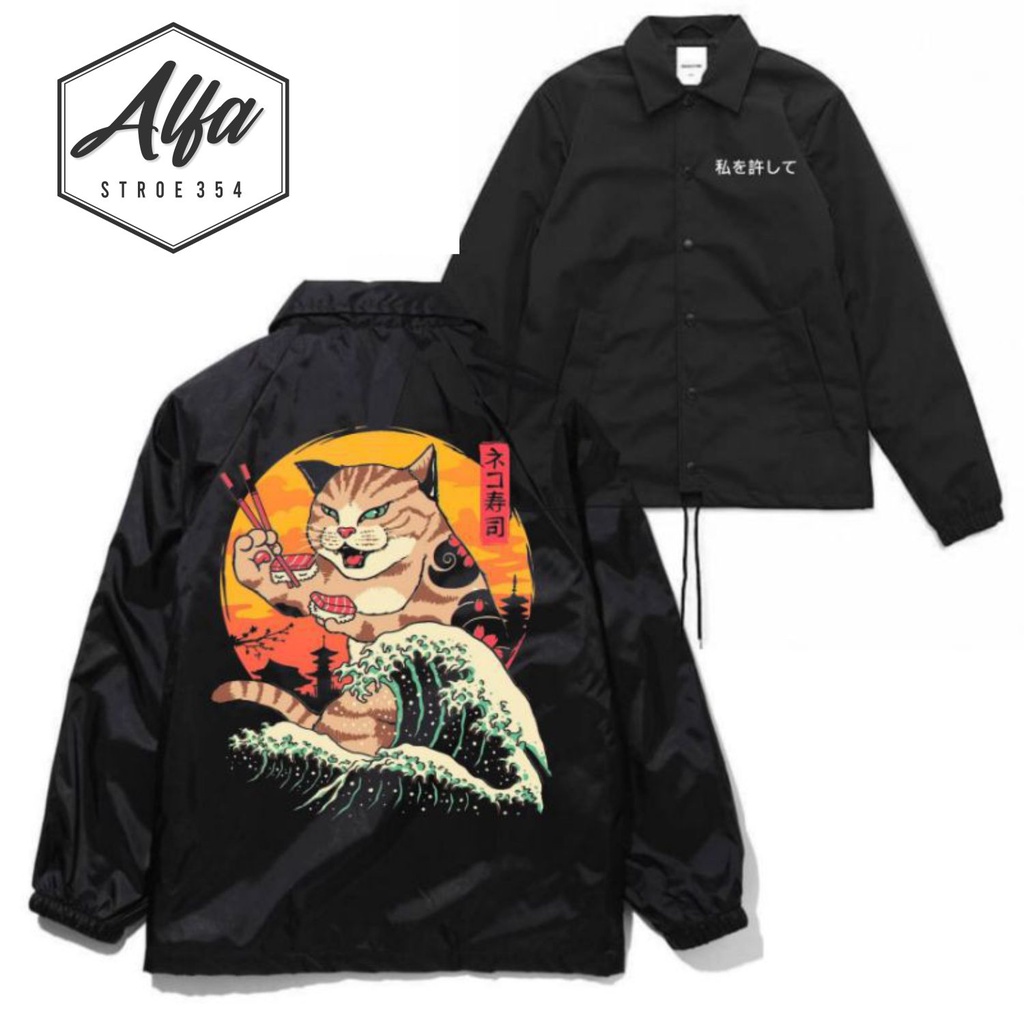 COACH Jaket KUCING Pria wanita dewasa Coach Jacket hitam JAPAN oversize lokal / Windbreaker Jepang v