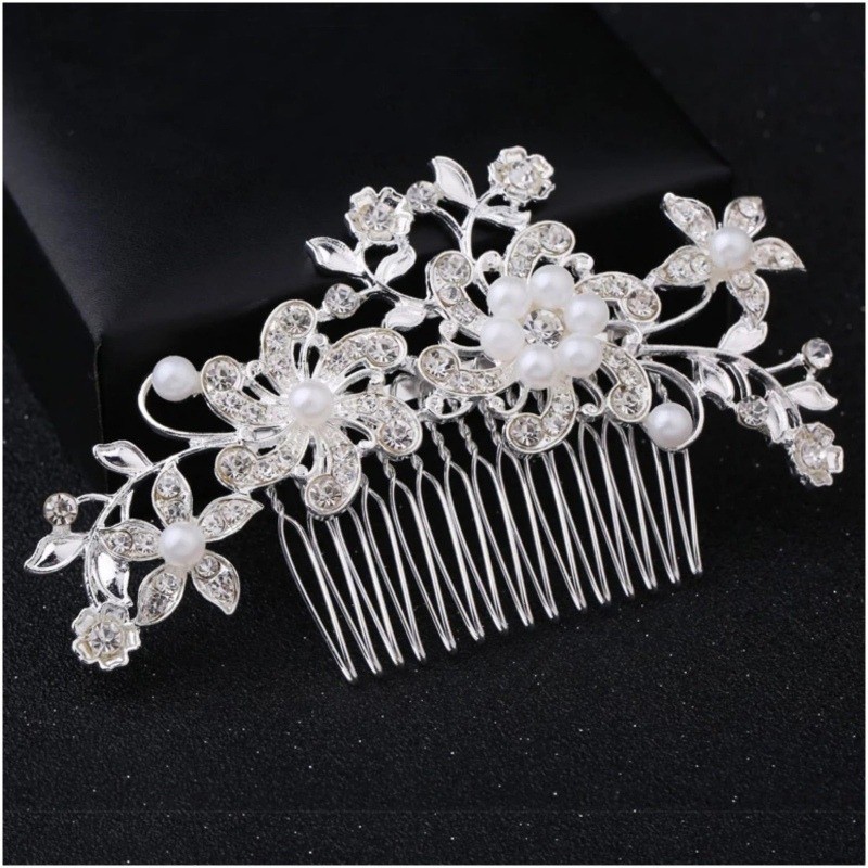 Wedding  Rhinestone Faux Pearl Hair Clip Bridal Hair Comb