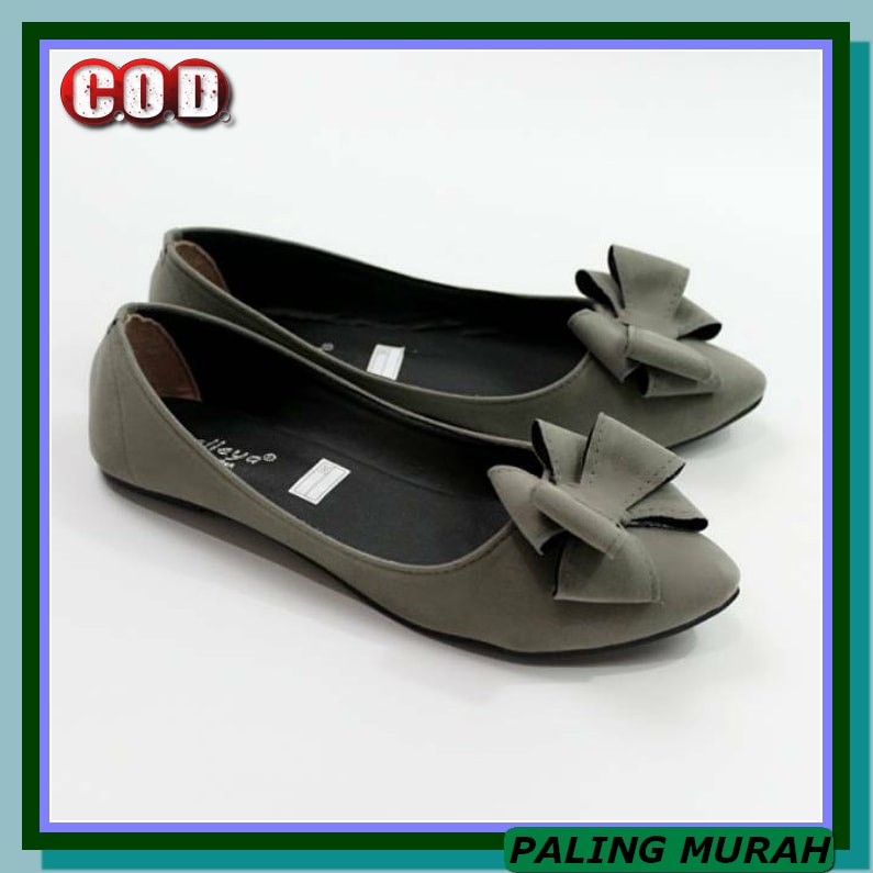 Sepatu Flat Shoes Wanita Datar Cewek Lv Bm58 Coklat Kekinian Flat MP441 Flat Pita Cantik Sepatu Ba