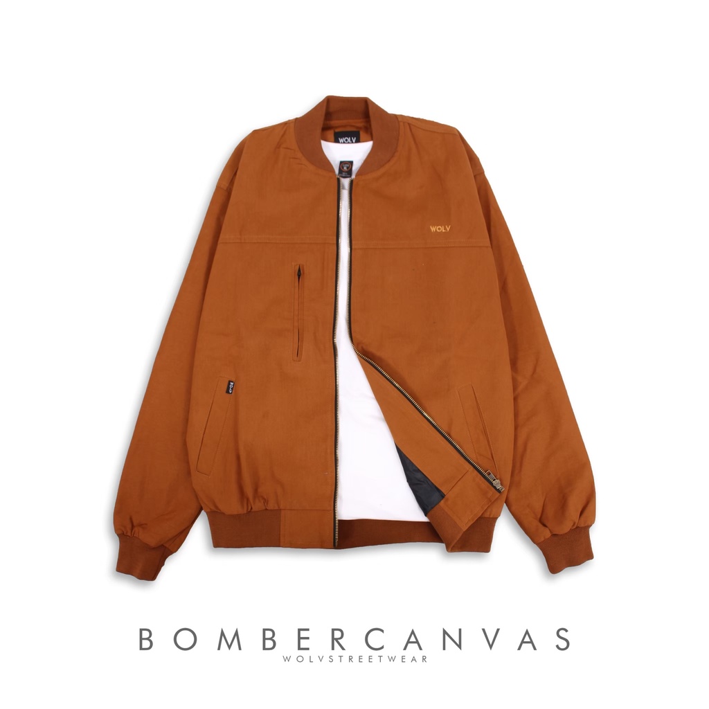JAKET BOMBER SOFT ORANGE CANVAS PREMIUM | JACKET PRIA BOMBER POLOS CANVAS TOP PRODUCK