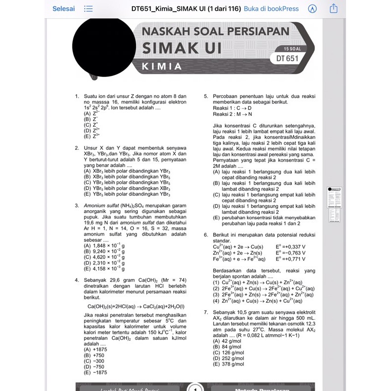 Promo Soal Dan Pembahasan Bimbel Simak Ui Free 5 Paket Soal Bebas Pilih Shopee Indonesia