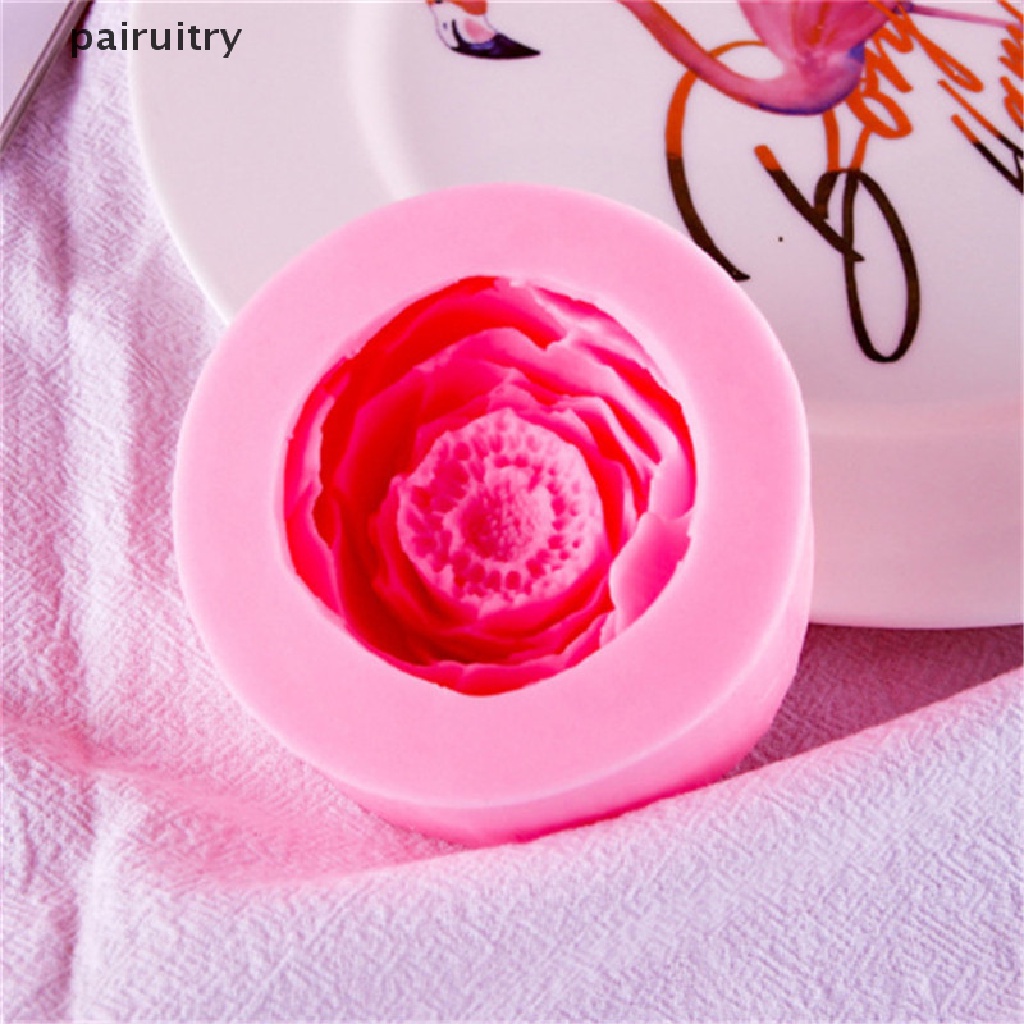 Cetakan Lilin / Sabun Handmade Bentuk Bunga Peony Bahan Silikon Untuk Dekorasi Kue