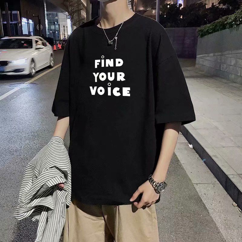 Kaos BIGSIZE (size M - 6XL) FIND YOUR VOICE Korean Style Harajuku Hangeul Hangul Jepang Oversize Korean T shirt Jumbo Oblong Loose Pria Wanita 6XL 5XL 4XL 3XL 2XL XL L M XXXXXL