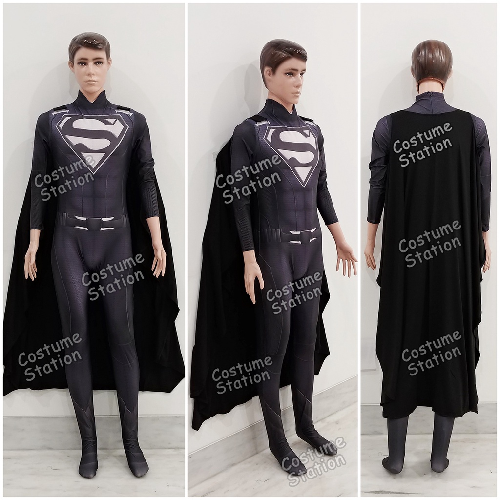 Kostum Black Superman / Costume Superhero Justice League pria dewasa