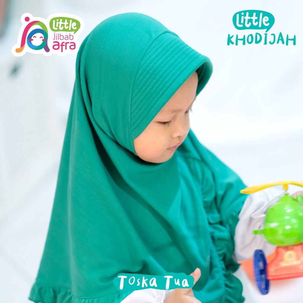 Jilbab Instan Anak Little Khodijah Toska Tua - Little Jilbab Afra - Bahan Kaos, Adem &amp; Lembut