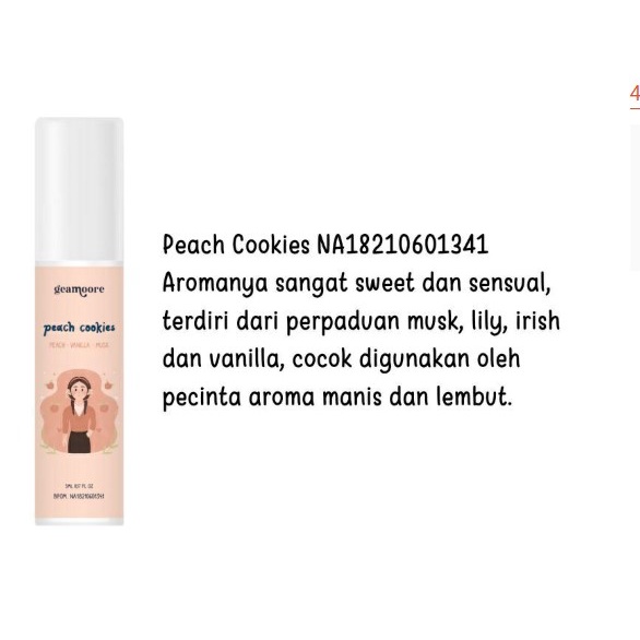 (BPOM) GEAMOORE ADDICTED SERIES Spray 15ml Parfume unisex | Geamoore Parfum Spray 11ml Premium Series-PEACH COOKIES - 5ML