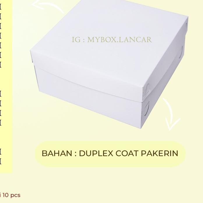 

(10 LEMBAR) BOX TART PUTIH 16 X 16 X 10 CM, DUS TART PUTIH TUTUP PUTIH, KEMASAN TAR KUE SNACK CAKE