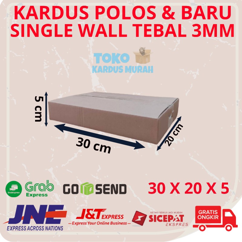 Jual Kardus Box Karton Kardus Baru Kardus Polos Tebal 3Mm Single Wall Harga  Per Lembar Ukuran 30 X 20 X 5 Indonesia|Shopee Indonesia