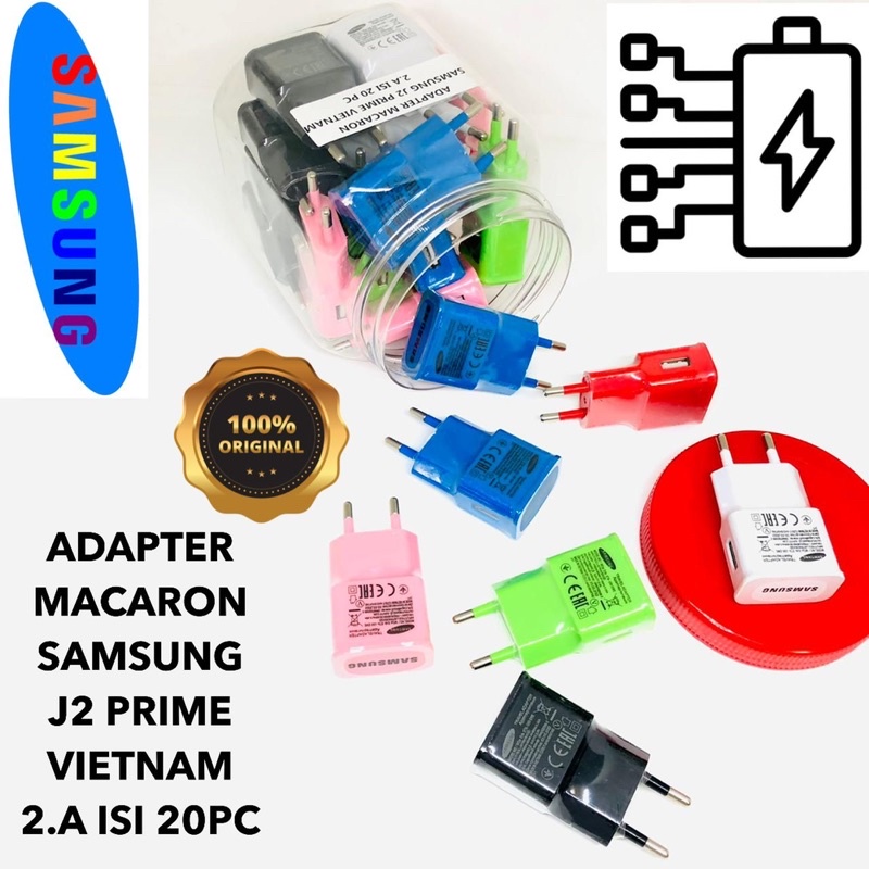 ADAPTER MACARON SAMSUNG  J2 PRIME VIETNAM  2.A  ISI 20PC