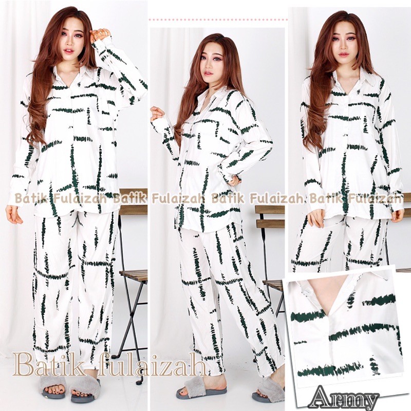 Setelan one set tie dye lengan panjang celana panjang