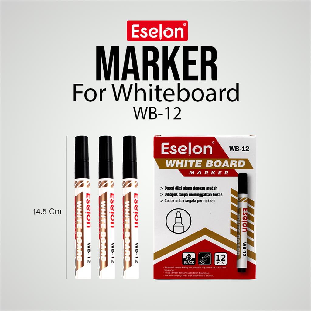 

Spidol WHITEBOARD Eselon WB12 (1box=12pc)/Marker Whiteboard/Spidol Papan Tulis /Spidol BISA DIHAPUS