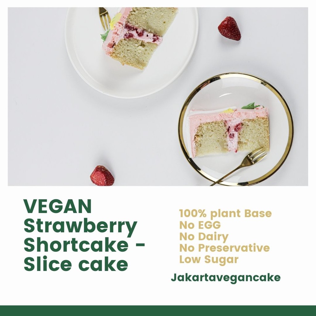 

Kue Vegan-vegan slice cake- vegancake- strawberryshortcake- vegetarian- kue vegetarian