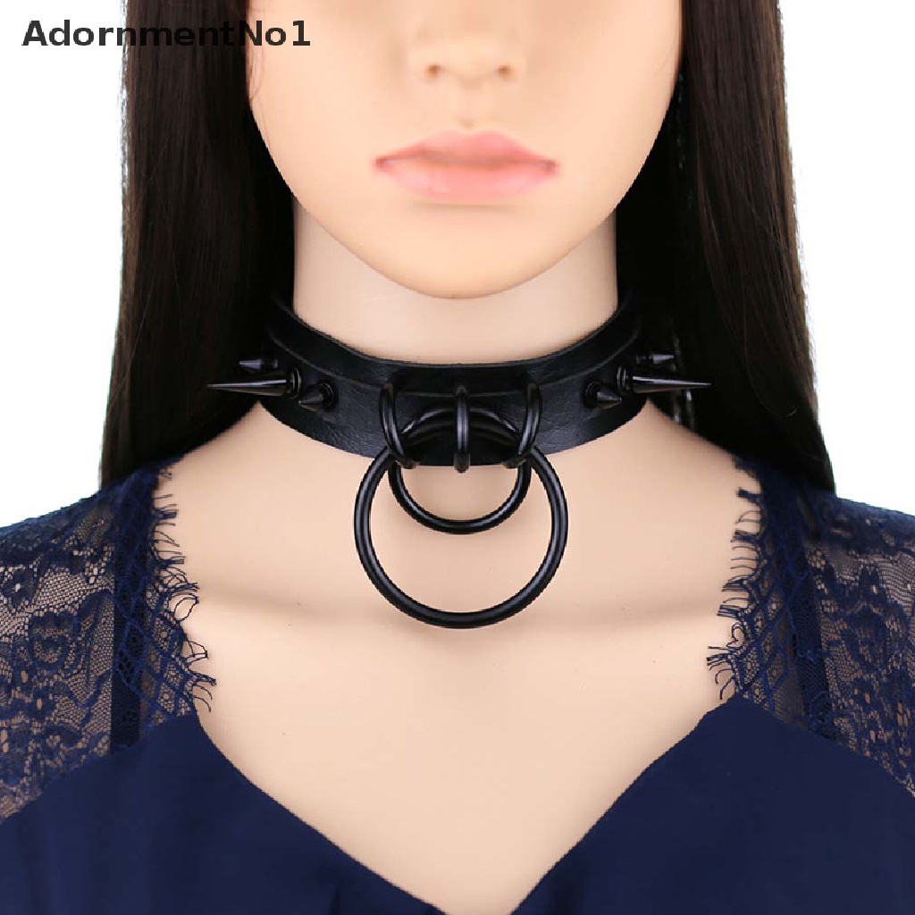 (AdornmentNo1) Kalung Choker Bahan Kulit Imitasi Model Gothic / Punk Untuk Unisex