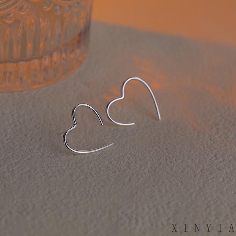 【COD】Anting Klip Tanpa Tindik Bentuk Hati Geometris Warna Silver