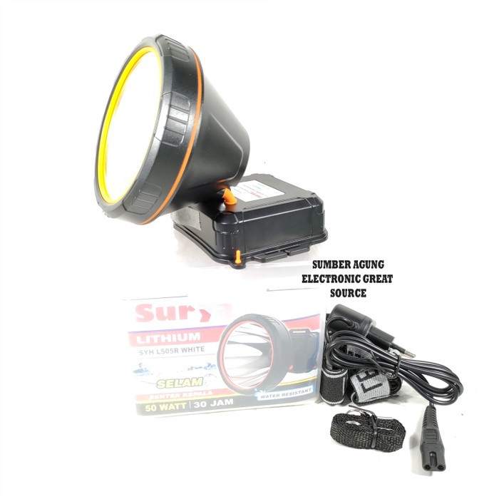 SYH L505R 505R Senter Kepala Selam Surya 50W Lithium Anti Air Tahan 30