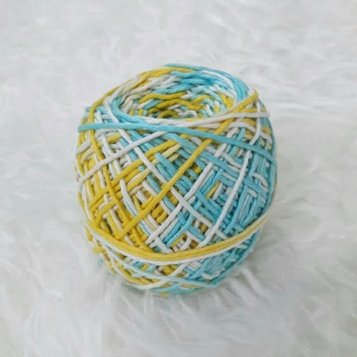 Benang Rajut Katun Bali Big Ply - Sembur Biru Kuning Putih