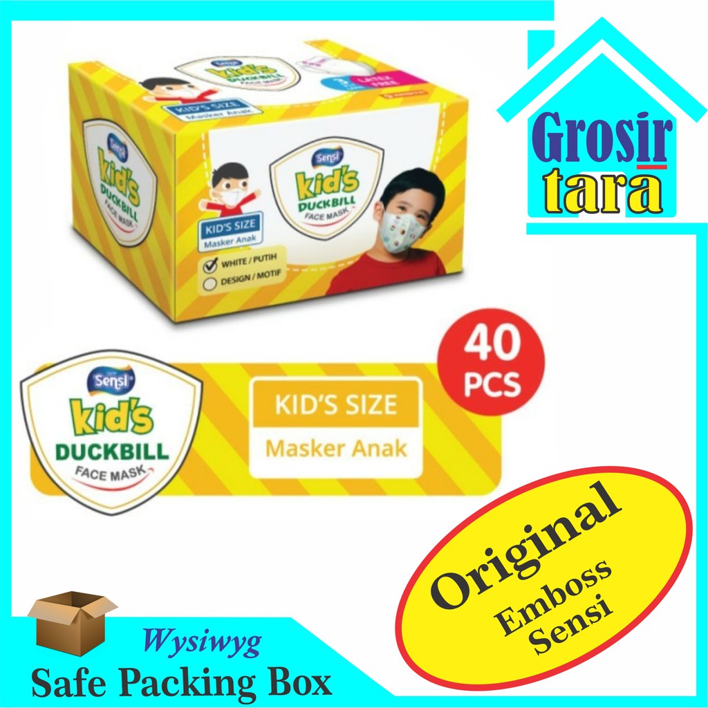 Masker Sensi Duckbill Anak Original Emboss isi 40 pcs Sensi Kids 40pcs