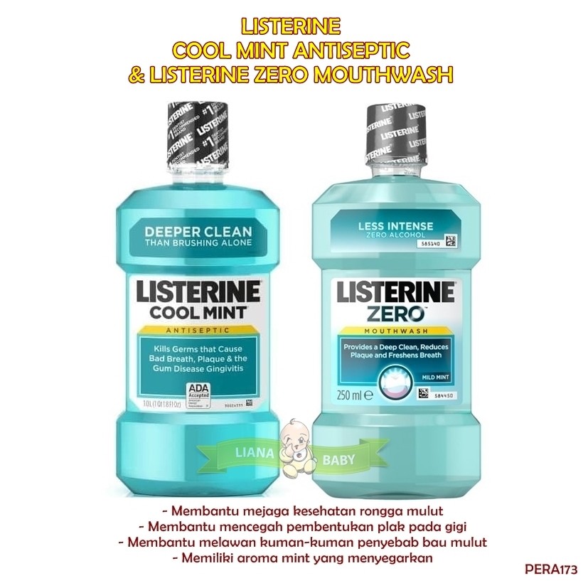 PERA173 LISTERINE 250ML COOL MINT ANTISEPTIC &amp; LISTERINE ZERO MOUTHWASH / OBAT KUMUR / CUCI MULUT