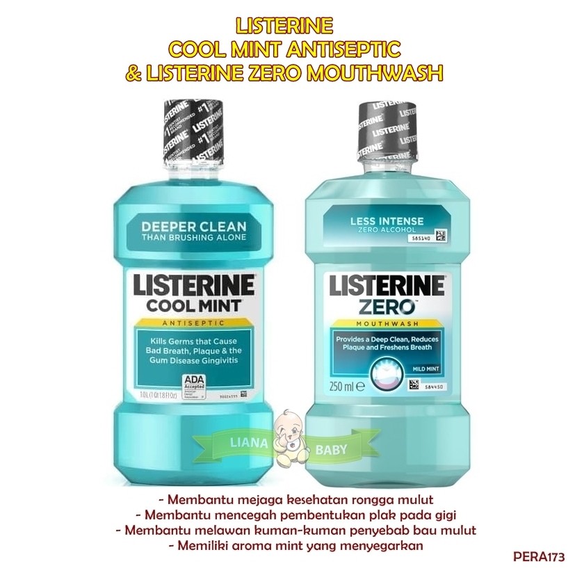 PERA173 LISTERINE 250ML COOL MINT ANTISEPTIC &amp; LISTERINE ZERO MOUTHWASH / OBAT KUMUR / CUCI MULUT