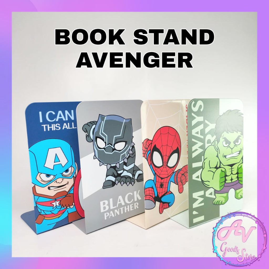 

book end / book stand / penyangga buku / sandaran buku / pembatas buku avenger