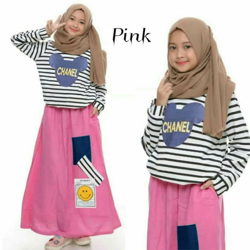 Setelan Baju Anak Usia 7 8 9 Tahun-Setelan Rok Anak Cewek-Rok Micky Chena Kid One Set Bahan Spandek