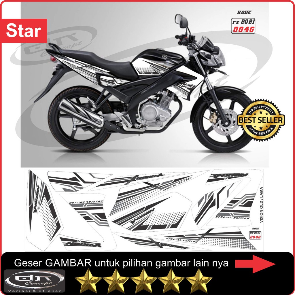 Sticker Stiker Striping VIXION Old Lama Variasi Putih  List body Polet decal