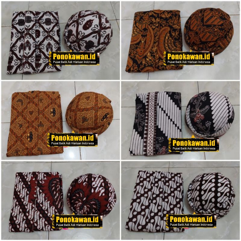 Terbaru Bawahan Set Jarik Instan Sudah Jadi Laki - laki + Blangkon Motif Sama/Senada Jumbo Oversize 