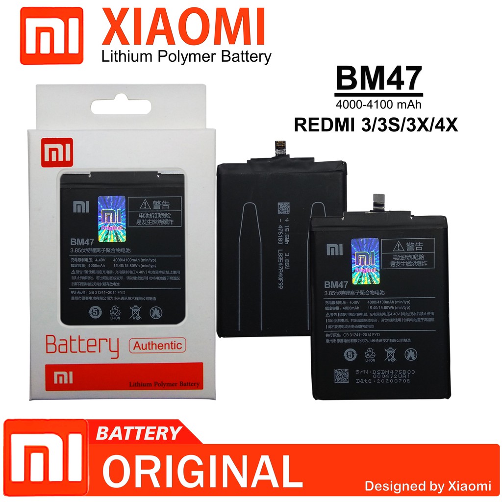 BATERAI BATTERY XIAOMI BM47 / BATTERY XIAOMI REDMI 4X / REDMI 3 / REDMI