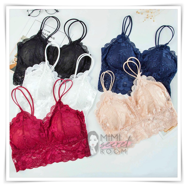 ❤ MIMI ❤ Bra Brukat ala Fashion Korea Import murah Renda Tali Ganda Backless Lace Camisol EXCLUSIVE