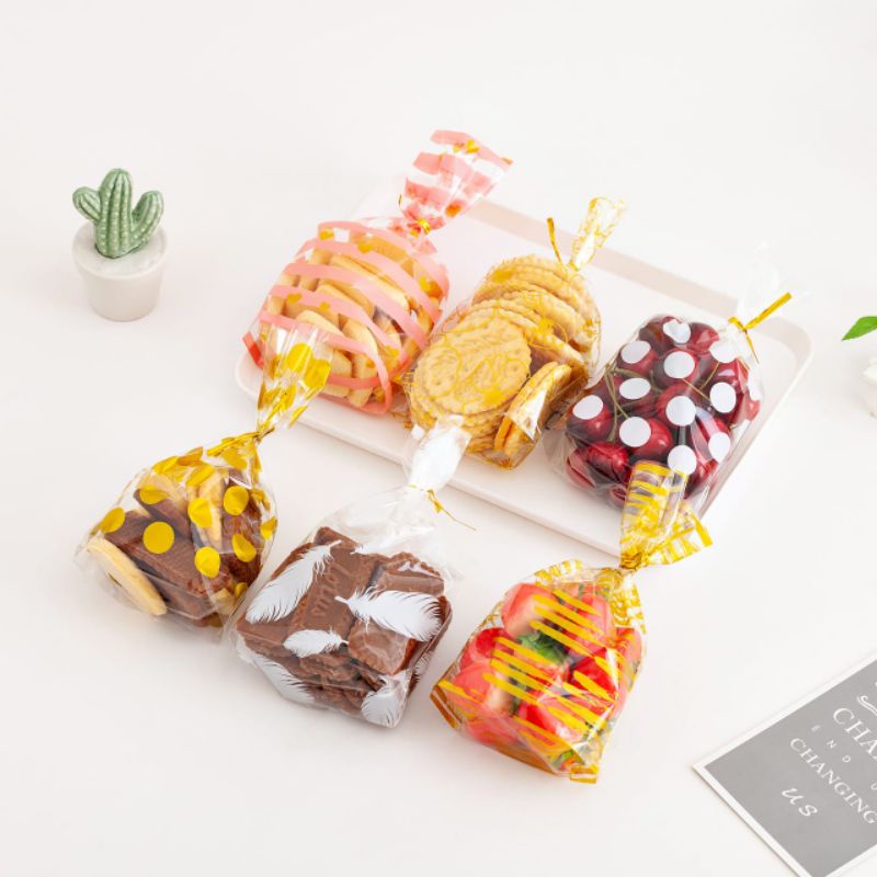 Plastik cookies makanan lucu | kemasan cookies Snack unik GOLD PINK WHITE PC01