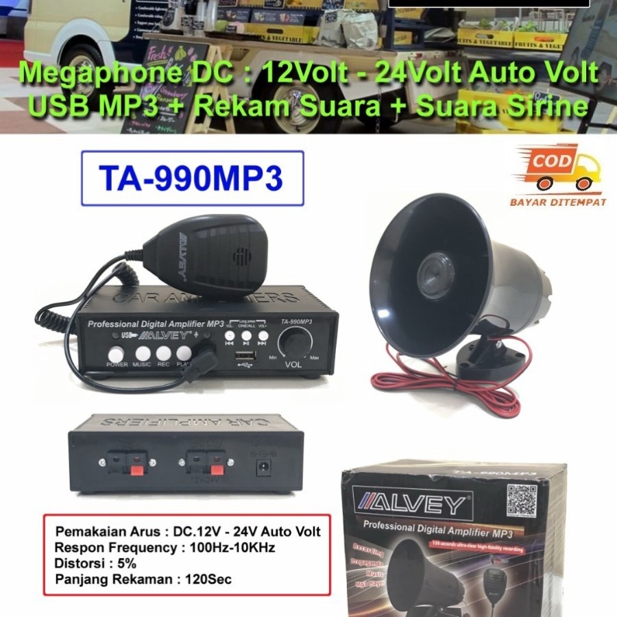 Megaphone/Amplifier ALVEY TA-990 MP3 Recording sirine Multifungsi original