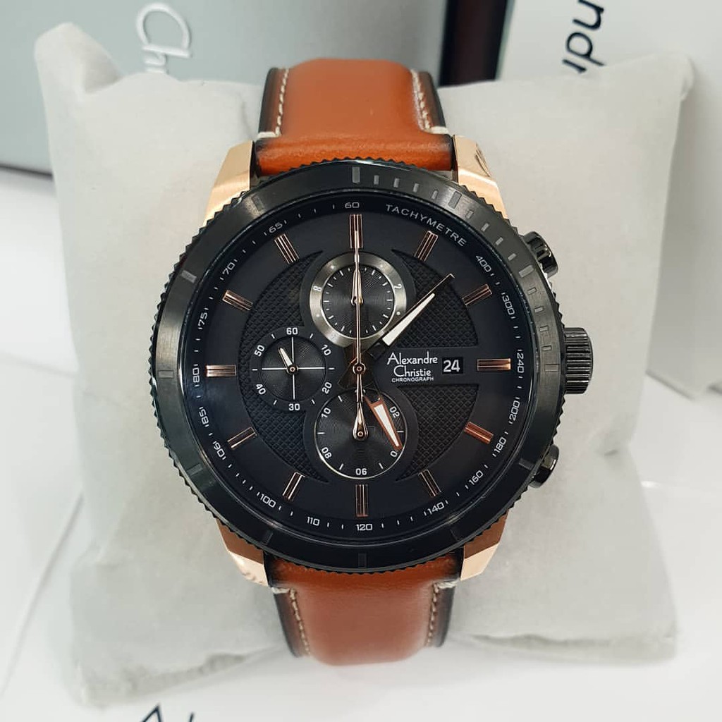 Alexandre christie ac6501 tali coklat case hitam rosegold