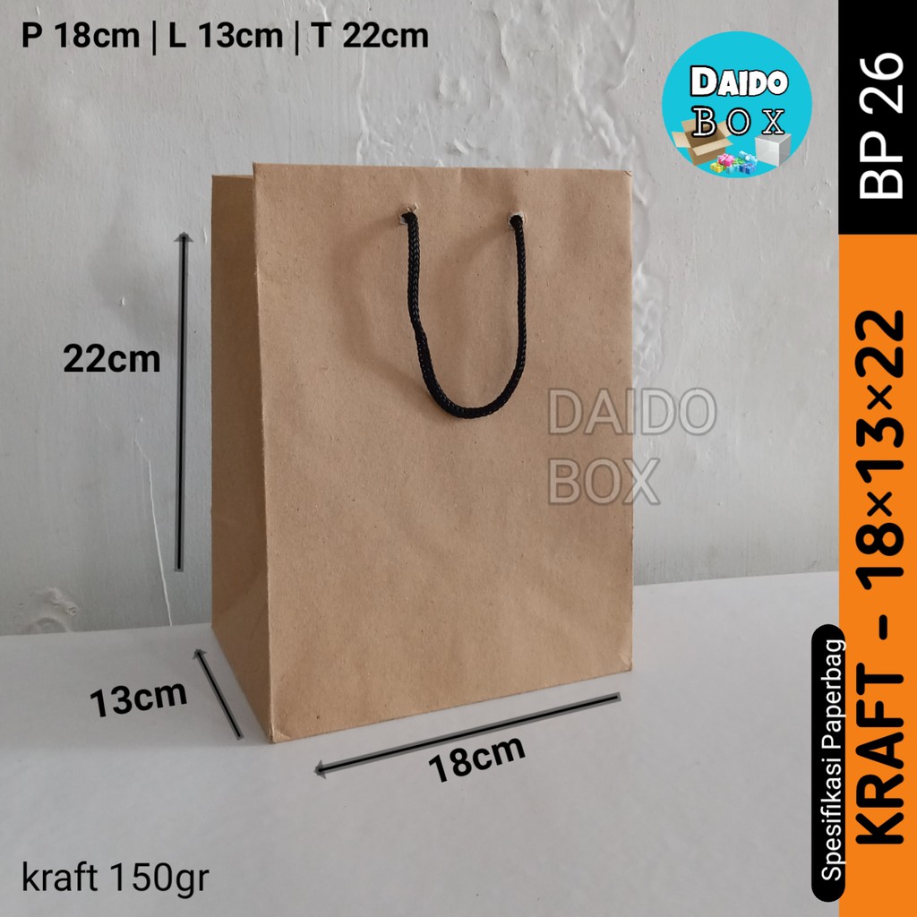 

ISI 12 BIJI Paper Bag Bp26| Tas Kertas Polos Ukuran 18x13x22 | Paperbag Souvenir