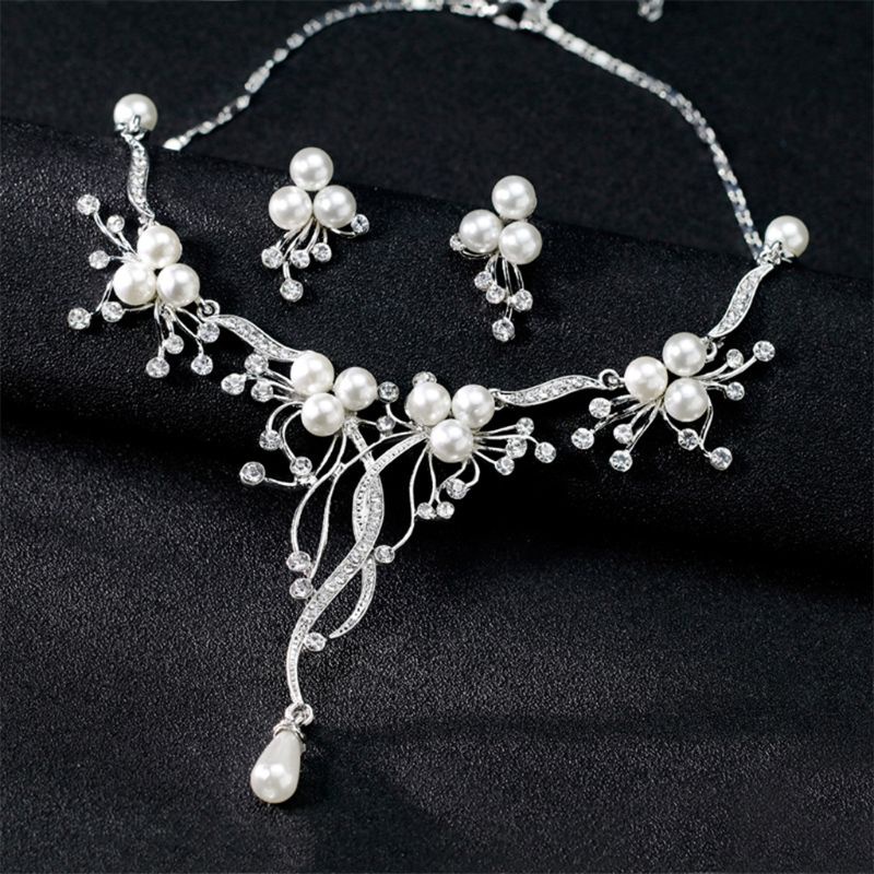 SIY  New Fashion Wedding Bridal Jewelry Sets Crystal Necklace Earrings Sets for Women