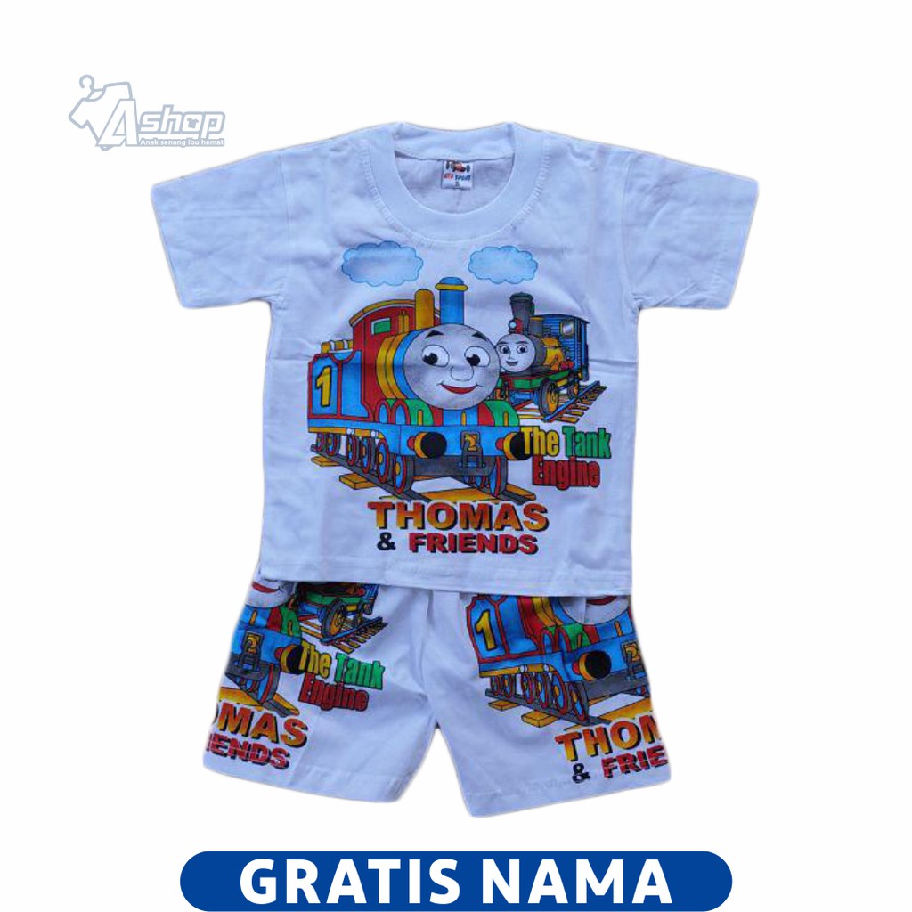 Baju Anak Setelan THOMAS Kaos Anak Laki-Laki Perempuan Murah Gratis Custom Nama