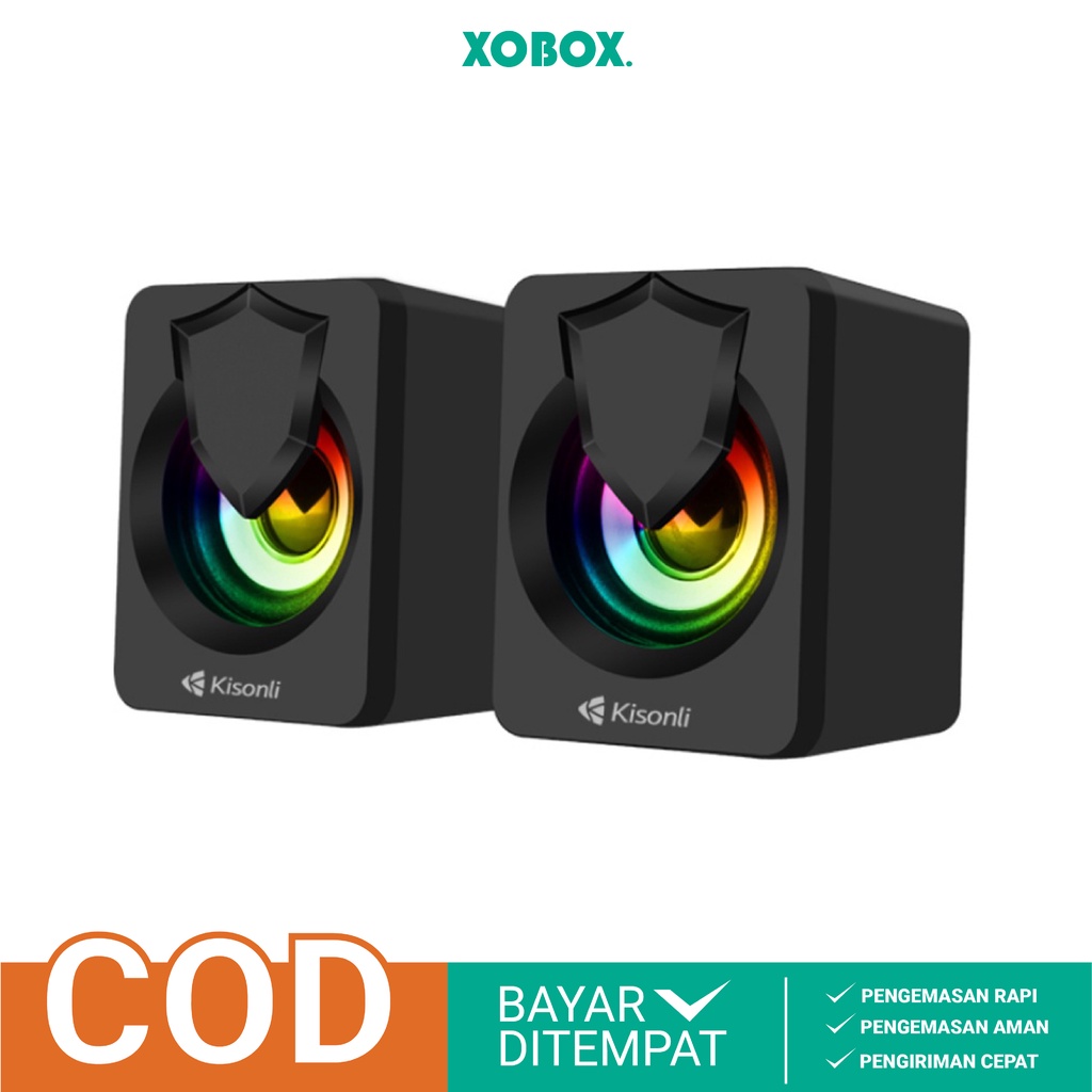 Speker Aktif Portabel With LED RGB Light Speaker Laptop Komputer PC L-1030 HITAM -XOBOX