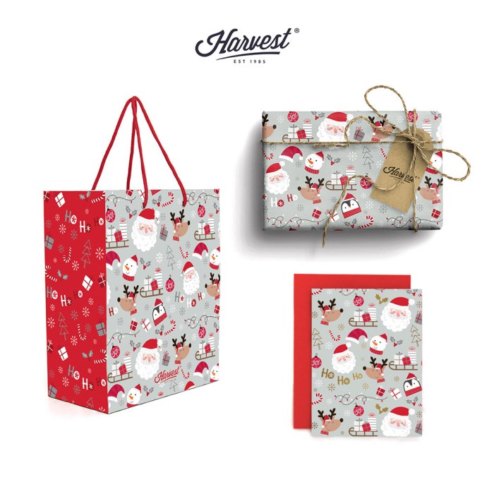 

✨ BISA COD ✨ Paket Paper Bag, Kertas Kado & Kartu Natal Harvest Wrap Kit - Santa