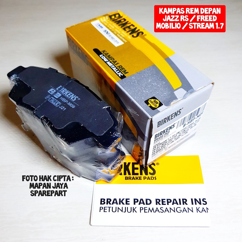 BIRKENS BRAKE PAD - KAMPAS REM DEPAN JAZZ (RS/GK5) / MOBILIO / FREED / CIVIC FERIO / STREAM 1700