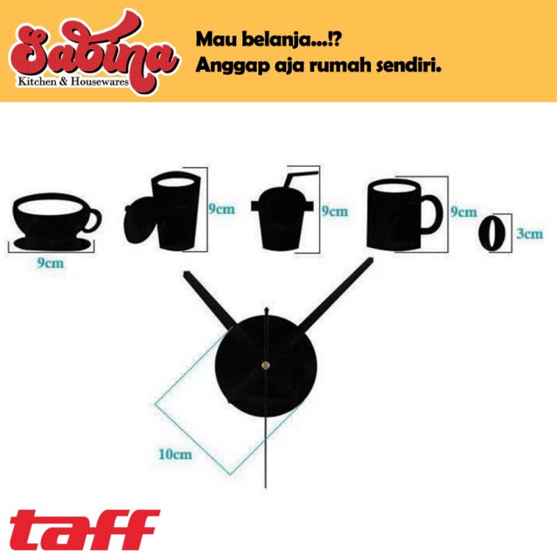 Taffware Jam Dinding DIY Giant Wall Clock Model Kopi Cafe