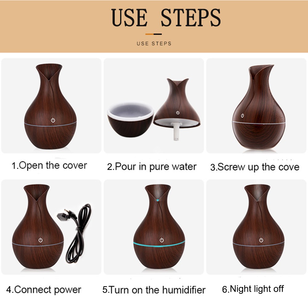 HUMIDIFIER PURIFIER AROMA ESSENTIAL OIL DIFFUSER PELEMBAB PENGHARUM RUANGAN KUNCUP MARBLE WOODEN