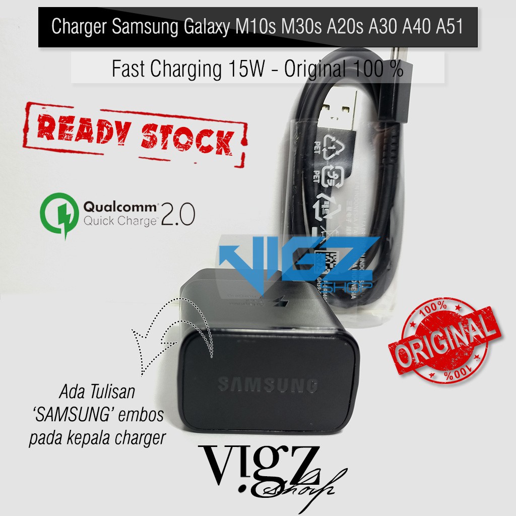 Charger Samsung Galaxy A32 5G M10s M30s A20s A30 A40 A51 Fast Charging 15W Original 100%-3
