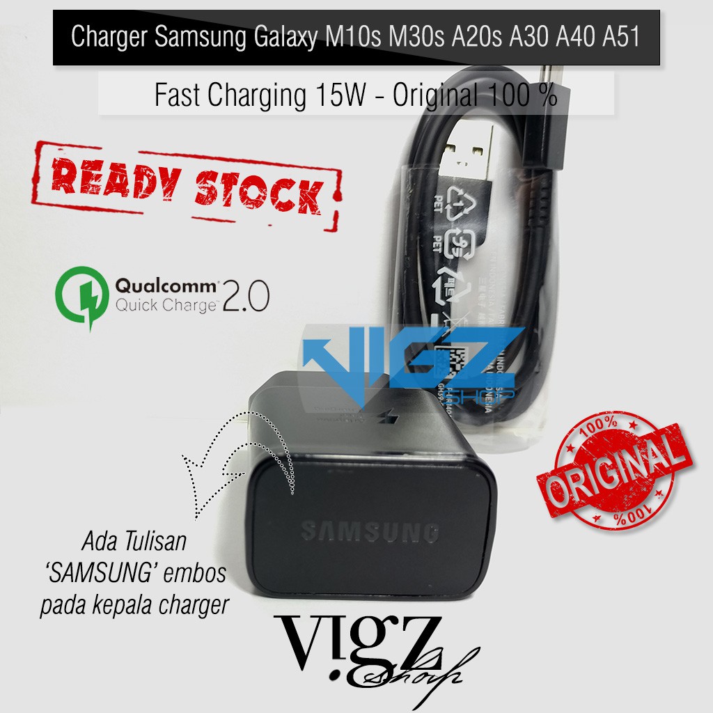 Charger Samsung Galaxy Z Flip3 5G A32 5G M10s M30s A20s A30 A40 A51 Fast Charging 15W Original 100%