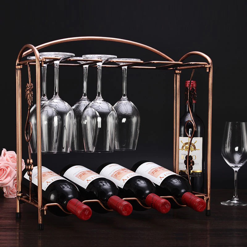 European retro wine rack wine rack Multifunctional goblet rack Wine rack wine glass holder Home