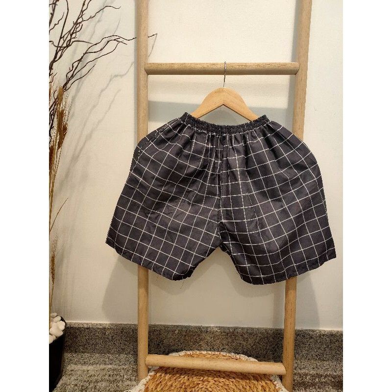 CELANA KOLOR | CELANA SANTAI | CELANA MURAH | GROSIR CELANA PENDEK BOXER PRIA / WANITA DEWASA-Kotak abu