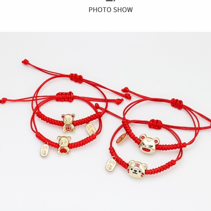 Gelang Merah Hoki Liontin Macan Emas Tali Merah Kado Imlek lucky Charm Harga Grosir Termurah