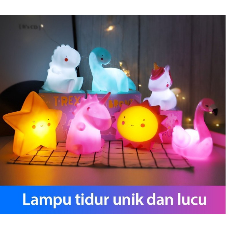 lampu tidur /unicorn unik dan lucu dengan bentuk yang unik dan lampu tidur menemani tidur anda