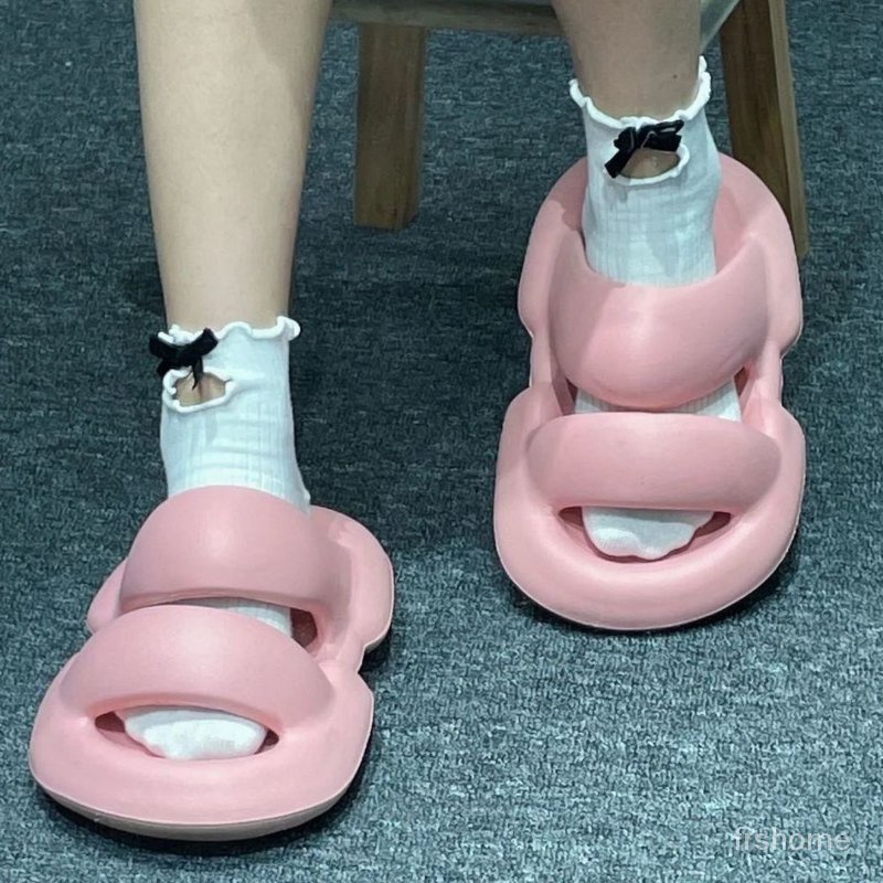 Sandal rumah non-slip ramping wanita sandal bawah tebal kasual