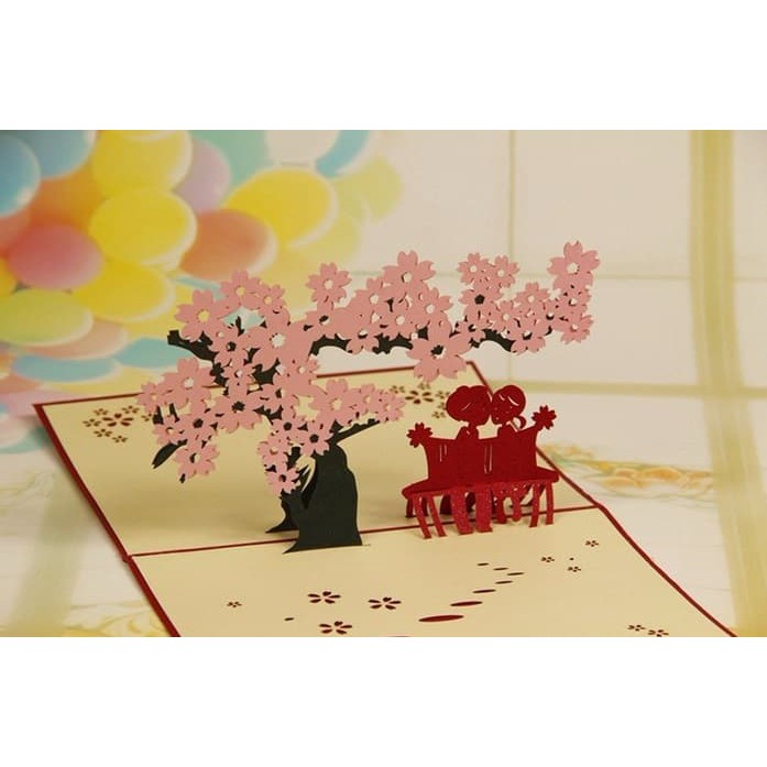

[TERLARIS] Kartu Cherry Blossom Couple Pop Up 3D Card (Anniversary & Valentine)