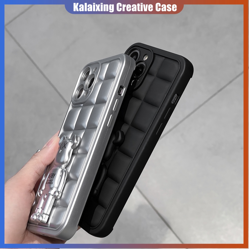 Soft Case TPU Motif Kaws 3D Dengan Stand Holder Untuk iPhone 13 Pro Max 12Pro Max 11 ProMax Xs Max Xr X Xs