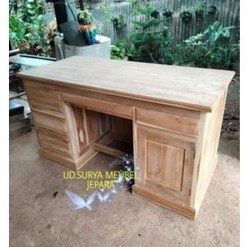 meja kerja meja untuk belajar meja kantor model laci kayu jati mentah